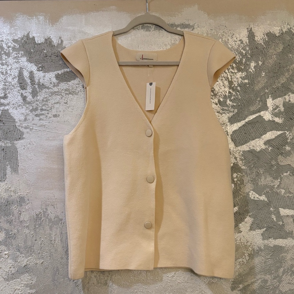 Anthropology Sleeveless Buttoned Vest Top - Picture 1 of 6